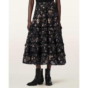 AllSaints Talia Printed Midi Skirt
